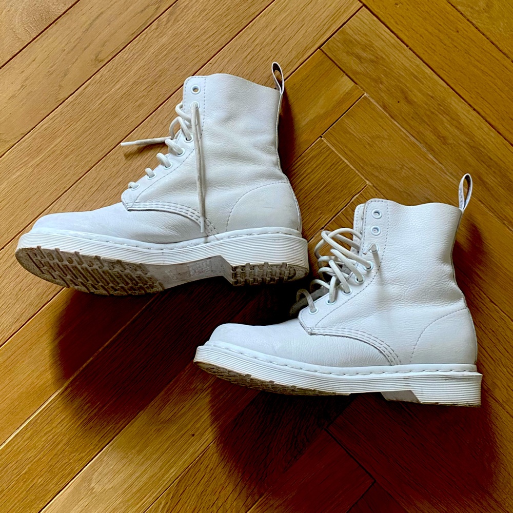Dr. Martens White Leather Pascal Mono Boots